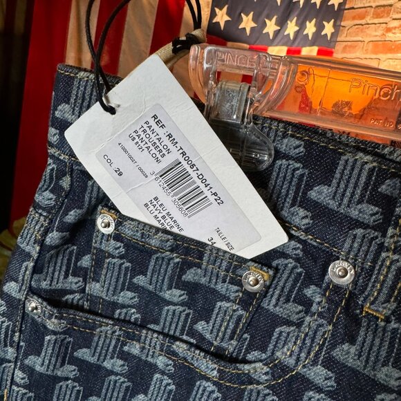 $1025 LANVIN All-Over Monogram DENIM JEANS (sz 34) - Picture 3 of 13